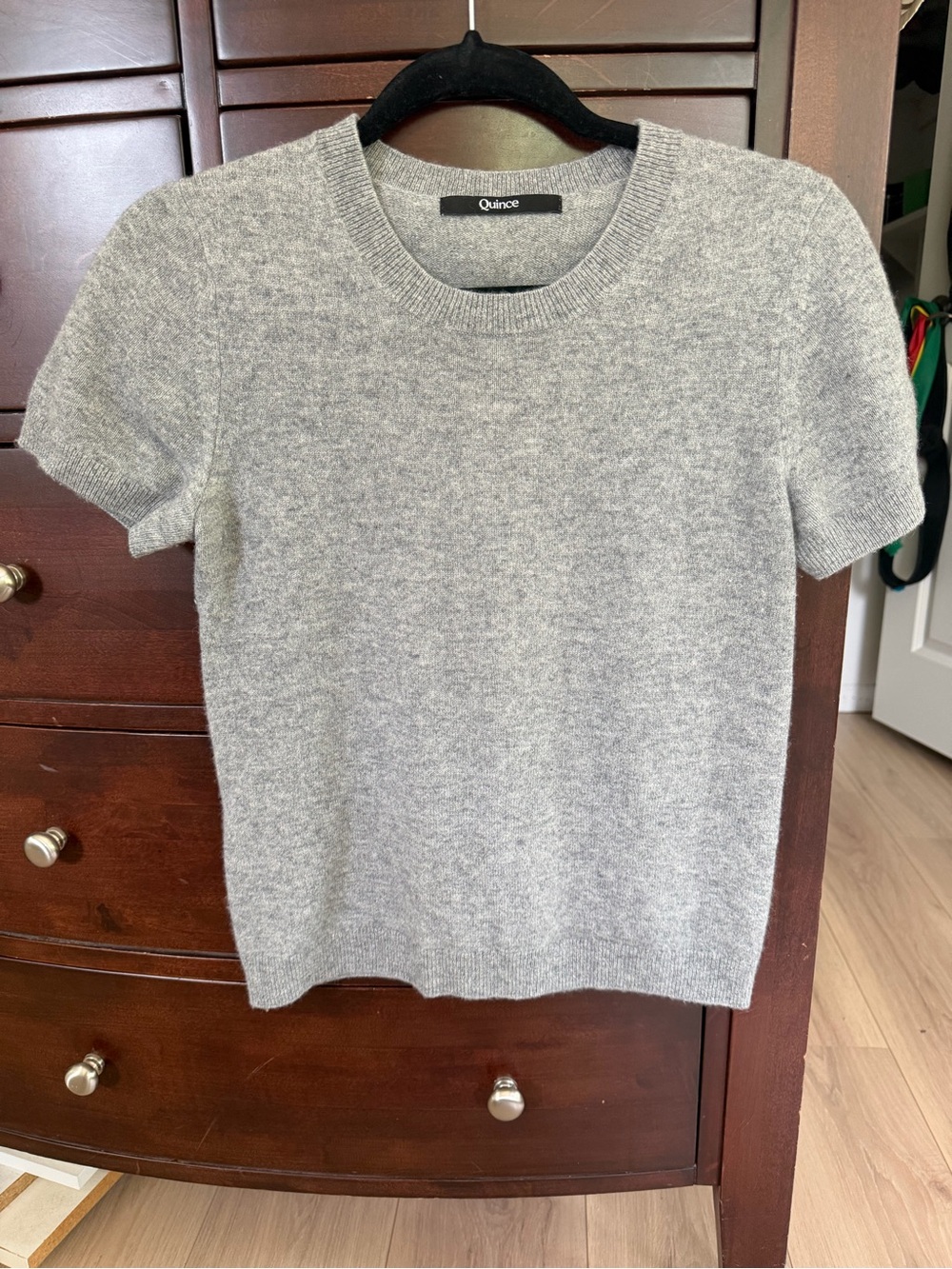 Quince Heather Gray Short-Sleeve Crewneck Sweater